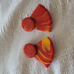 Vintage Polymer Clay Big Earrings